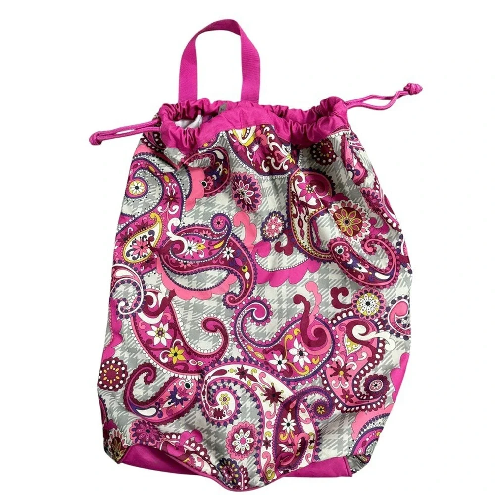 Vera Bradley Pink Paisley Laundry Bag Large Shoulder Bag Duffle Drawstring